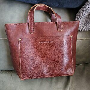 EUC Portland Leather Goods mini zip crossbody tote in cinnamon bear